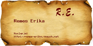 Remes Erika névjegykártya